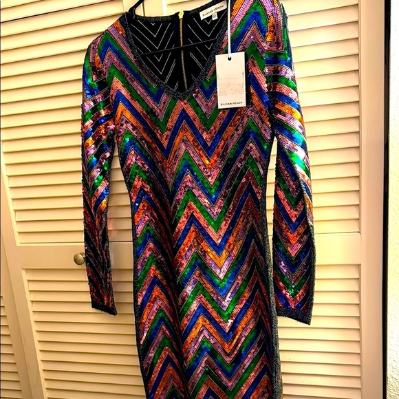 Silvian Heach Designer Italian Luxury NWT Size Small Sequins Gala Party Dress - Picture 1 of 7